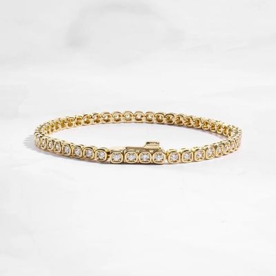3mm Zirconia Tennis Bracelet 925 Silver 14K Gold Plated Unisex Jewelry
