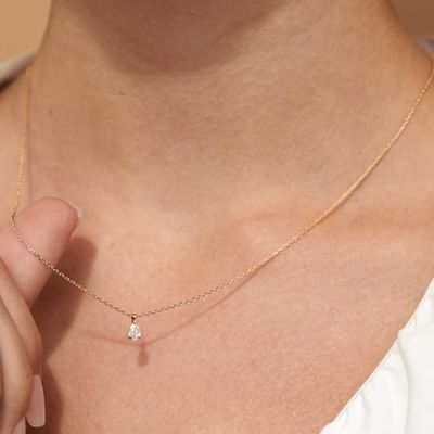 925 Sterling Silver Pear Cut Zircon Pendant Necklace for Women
