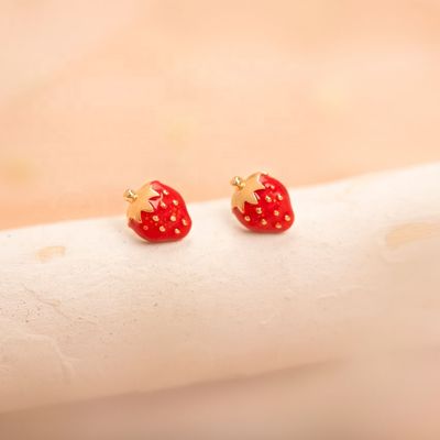 925 Sterling Silver Strawberry Stud Earrings for Children 92.5% Purity