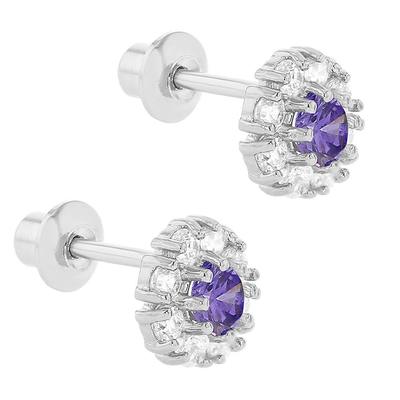 925 Silver Flower Stud Earrings with CZ for Children 30PRS MOQ