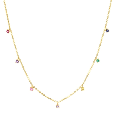 925 Silver Children's Necklace featuring Playful Rainbow Gemstone Zircon for Sparkle