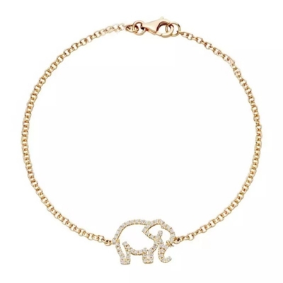 925 Sterling Silver Elephant Bracelet With Micro Insert Technology And White Diamond CZ