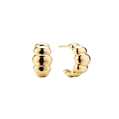 18K Gold Rhodium Plated Crescent Stud Earrings – Elegant Dome Hoop Earrings for Women, Perfect for Everyday & Party