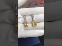 Yellow CZ Drop Earrings White Gold Plated 925 Cubic Zirconia Drop Earrings
