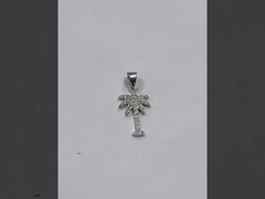 925 Sterling Silver Women'S Drop Earrings With Palm Tree Design And Zircon White CZ Diamond