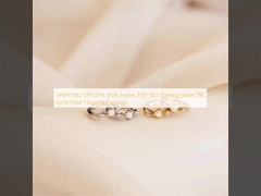 SHIPPING UPS DHL EMS Fedex TNT 925 Sterling Silver 18K Gold Opal Huggies Earrings