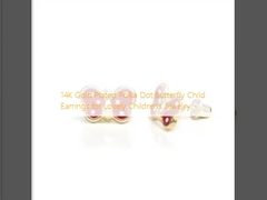 14K Gold Plated Polka Dot Butterfly Child Earrings for Lovely Children's Jewelry