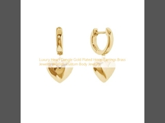 Luxury Heart Dangle Gold Plated Hoop Earrings Brass Jewelry Women Custom Body Jewelry