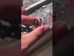 925 Sterling Silver Enamel Girl's Ring with Handmade 18K Gold Plated Eternity Band